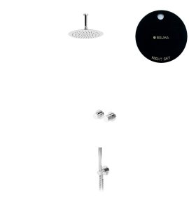 Bruma Leaf3 Zestaw prysznicowy podtynkowy z deszczownicą sufitową Ø 250 mm ze słuchawką Night Sky 1673706NS