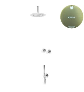 Bruma Leaf4 Zestaw prysznicowy podtynkowy z deszczownicą sufitową Ø 250 mm ze słuchawką Sunrise 1673707SR