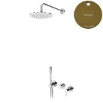 Bruma Leaf Bateria natryskowa podtynkowy z deszczownicą Ø 250 mm i zestawem natryskowym Gold PVD 1673615PO