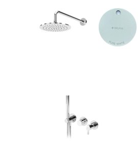 Bruma Leaf Bateria natryskowa podtynkowa z deszczownicą Ø 300 mm i zestawem natryskowym Pure White 1673619PW