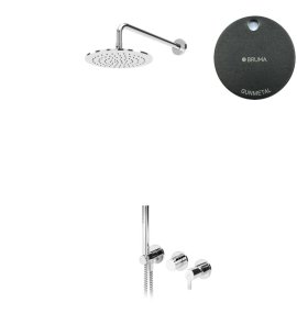 Bruma Leaf Bateria natryskowa podtynkowy z deszczownicą Ø 300 mm i zestawem natryskowym Gunmetal 1673619MG