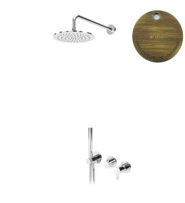 Bruma Leaf Bateria natryskowa podtynkowa z deszczownicą Ø 300 mm i zestawem natryskowym Old Brass / Vieux Laiton 1673619LE