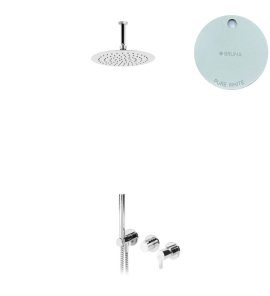 Bruma Leaf Bateria natryskowa podtynkowa z deszczownicą Ø 230 sufitową Pure White 1673713PW