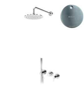 Bruma Leaf2 Bateria natryskowa podtynkowy z deszczownicą Ø 250 mm i zestawem natryskowym Satinox 1673616ST