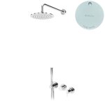 Bruma Leaf2 Bateria natryskowa podtynkowy z deszczownicą Ø 250 mm i zestawem natryskowym Pure White 1673616PW