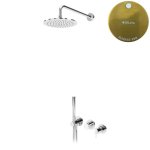 Bruma Leaf2 Bateria natryskowa podtynkowy z deszczownicą Ø 250 mm i zestawem natryskowym Sunrise PVD 1673616PR