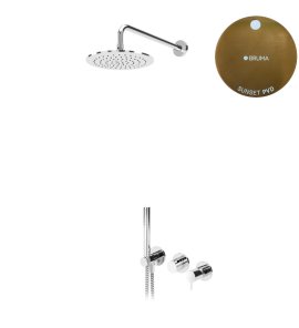 Bruma Leaf2 Bateria natryskowa podtynkowy z deszczownicą Ø 250 mm i zestawem natryskowym Sunset PVD 1673616PS
