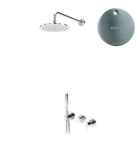 Bruma Leaf2 Bateria natryskowa podtynkowa z deszczownicą Ø 300 mm i zestawem natryskowym Satinox 1673620ST