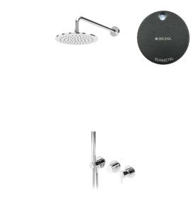 Bruma Leaf2 Bateria natryskowa podtynkowa z deszczownicą Ø 300 mm i zestawem natryskowym Gunmetal 1673620MG