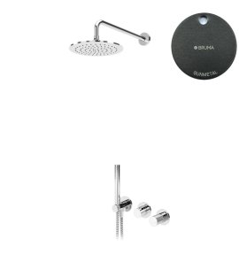 Bruma Leaf3 Bateria natryskowa podtynkowy z deszczownicą Ø 250 mm i zestawem natryskowym Gunmetal 1673617MG