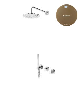 Bruma Leaf3 Bateria natryskowa podtynkowy z deszczownicą Ø 250 mm i zestawem natryskowym Sunset 1673617SS