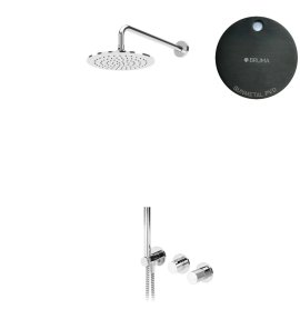 Bruma Leaf3 Bateria natryskowa podtynkowy z deszczownicą Ø 250 mm i zestawem natryskowym Gunmetal PVD 1673617GM
