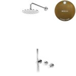 Bruma Leaf3 Bateria natryskowa podtynkowy z deszczownicą Ø 250 mm i zestawem natryskowym Sunset PVD 1673617PS