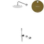 Bruma Leaf4 Bateria natryskowa podtynkowy z deszczownicą Ø 250 mm i zestawem natryskowym Gold PVD 1673618PO