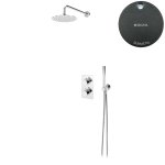 Bruma Leaf Zestaw natryskowy Ø 250 mm termostatyczny podtynkowy z ramieniem ściennym Gunmetal 1387804MG