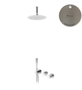 Bruma Leaf3 Bateria natryskowa podtynkowa z deszczownicą Ø 250 sufitową Morning Mist 1673717MM