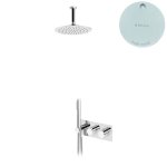 Bruma Leaf Zestaw natryskowy podtynkowy termostatyczny z deszczownicą Ø 250 mm z ramieniem sufitowym Pure White 1874031PW