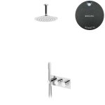 Bruma Leaf Zestaw natryskowy podtynkowy termostatyczny z deszczownicą Ø 250 mm z ramieniem sufitowym Gunmetal 1874031MG