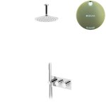 Bruma Leaf Zestaw natryskowy podtynkowy termostatyczny z deszczownicą Ø 250 mm z ramieniem sufitowym Sunrise 1874031SR