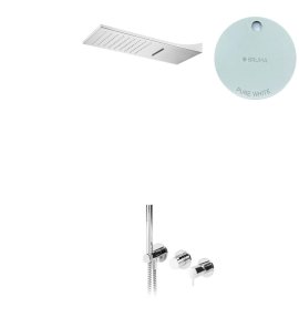 Bruma Leaf2 Bateria natryskowa podtynkowy z deszczownicą ścienną Pure White 1673626PW