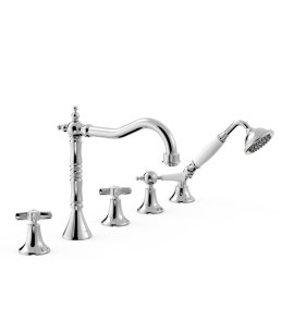 Tres Clasic Bateria wannowa 5-otworowa na brzeg wanny chrom 24214601