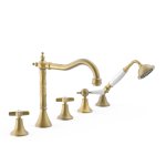 Tres Clasic Bateria wannowa 5-otworowa na brzeg wanny mosiądz antyczny mat 24214601LM