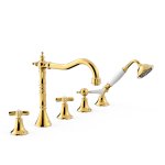 Tres Clasic Bateria wannowa 5-otworowa na brzeg wanny złoty 24214601OR