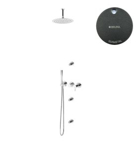 Bruma Leaf Zestaw prysznicowy podtynkowy z deszczownicą Ø 250 mm i 3 dysze podtynkowe Gunmetal 1673733MG