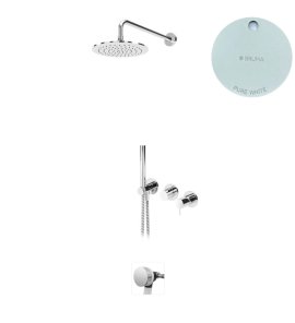 Bruma Leaf2 Bateria wannowo-natryskowa podtynkowy z deszczownicą Ø 250 mm i wylewką w odpływie Pure White 1673643PW
