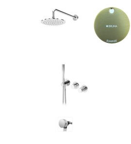 Bruma Leaf3 Bateria wannowo-natryskowa podtynkowy z deszczownicą Ø 250 mm i wylewką w odpływie Sunrise 1673644SR