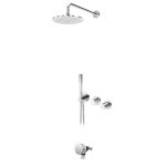 Bruma Leaf4 Bateria wannowo-natryskowa podtynkowy z deszczownicą Ø 250 mm i wylewką w odpływie Chrom 1673645CR