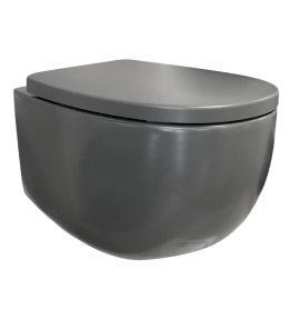 NIC Design Milk Miska WC wisząca Rimless z deską wolnoopadającą Basalto 003482.049+005528.049