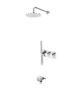 Bruma Leaf Bateria termostatyczna wannowo-natryskowa podtynkowy z deszczownicą Ø 250 mm i wylewką w odpływie Chrom 1874131CR