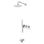 Bruma Leaf Bateria termostatyczna wannowo-natryskowa podtynkowy z deszczownicą Ø 250 mm i wylewką w odpływie Chrom 1874131CR