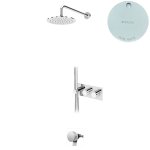 Bruma Leaf Bateria termostatyczna wannowo-natryskowa podtynkowy z deszczownicą Ø 250 mm i wylewką w odpływie Pure White 1874131PW