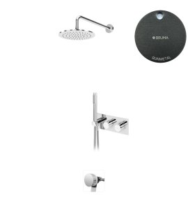 Bruma Leaf Bateria termostatyczna wannowo-natryskowa podtynkowy z deszczownicą Ø 250 mm i wylewką w odpływie Gunmetal 1874131MG