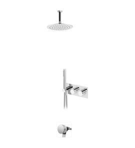 Bruma Leaf Bateria termostatyczna wannowo-natryskowa podtynkowy z deszczownicą sufitową Ø 250 mm i wylewką w odpływie Chrom 1874231CR