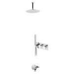 Bruma Leaf Bateria termostatyczna wannowo-natryskowa podtynkowy z deszczownicą sufitową Ø 250 mm i wylewką w odpływie Chrom 1874231CR