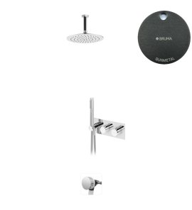 Bruma Leaf Bateria termostatyczna wannowo-natryskowa podtynkowy z deszczownicą sufitową Ø 250 mm i wylewką w odpływie Gunmetal 1874231MG