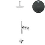 Bruma Leaf Bateria termostatyczna wannowo-natryskowa podtynkowy z deszczownicą sufitową Ø 250 mm i wylewką w odpływie Gunmetal 1874231MG