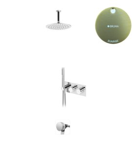 Bruma Leaf Bateria termostatyczna wannowo-natryskowa podtynkowy z deszczownicą sufitową Ø 250 mm i wylewką w odpływie Sunrise 1874231SR