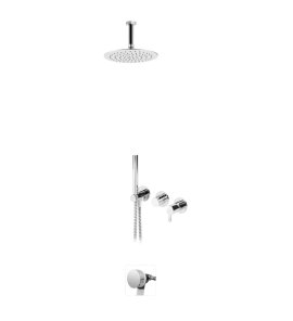 Bruma Leaf Bateria wannowo-natryskowa podtynkowy z deszczownicą Ø 250 mm i wylewką w odpływie Chrom 1673737CR