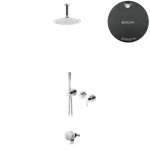 Bruma Leaf Bateria wannowo-natryskowa podtynkowy z deszczownicą Ø 250 mm i wylewką w odpływie Gunmetal 1673737MG