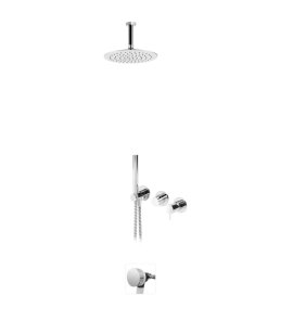 Bruma Leaf2 Bateria wannowo-natryskowa podtynkowy z deszczownicą Ø 250 mm i wylewką w odpływie Chrom 1673738CR