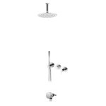Bruma Leaf2 Bateria wannowo-natryskowa podtynkowy z deszczownicą Ø 250 mm i wylewką w odpływie Chrom 1673738CR