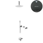 Bruma Leaf2 Bateria wannowo-natryskowa podtynkowy z deszczownicą Ø 250 mm i wylewką w odpływie Gunmetal 1673738MG