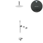 Bruma Leaf3 Bateria wannowo-natryskowa podtynkowy z deszczownicą Ø 250 mm i wylewką w odpływie Gunmetal 1673739MG