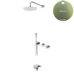 Bruma Leaf4 Bateria wannowo-natryskowa podtynkowy z deszczownicą Ø 250 mm i wylewką w odpływie Sunrise 1673645SR