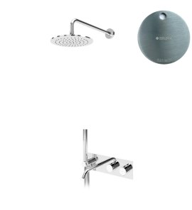 Bruma Leaf Bateria termostatyczna wannowo-natryskowa podtynkowy z deszczownicą Ø 250 mm z wylewką Satinox 1876631ST