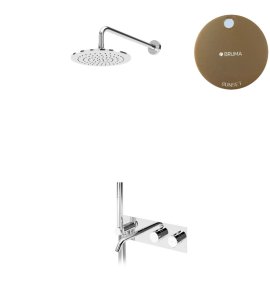 Bruma Leaf Bateria termostatyczna wannowo-natryskowa podtynkowy z deszczownicą Ø 250 mm z wylewką Sunset 1876631SS